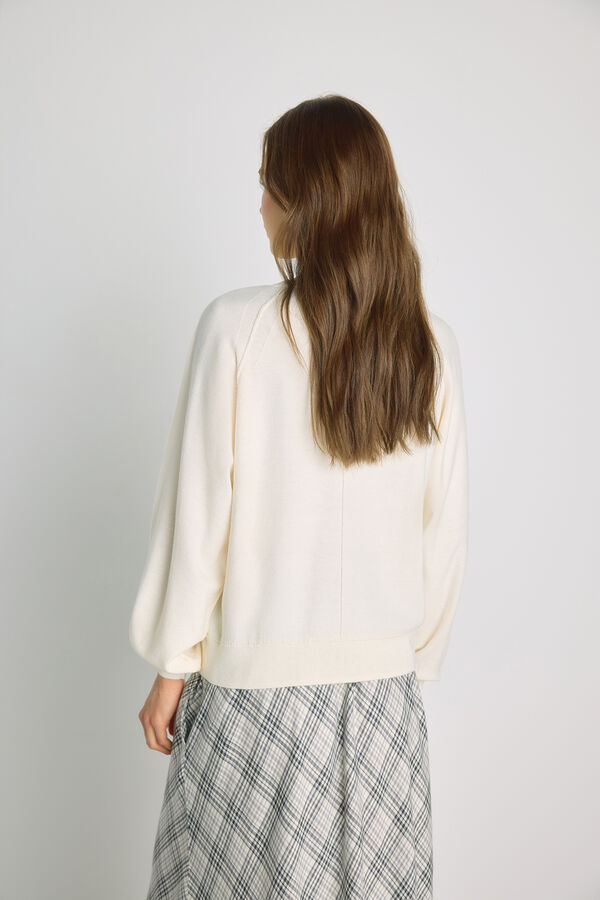 Milano Jersey cuello redondo con botones Beige