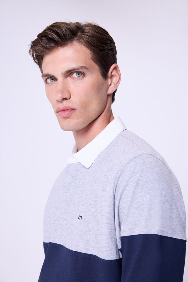 Milano Polo Rugby Bicolor Gris Claro