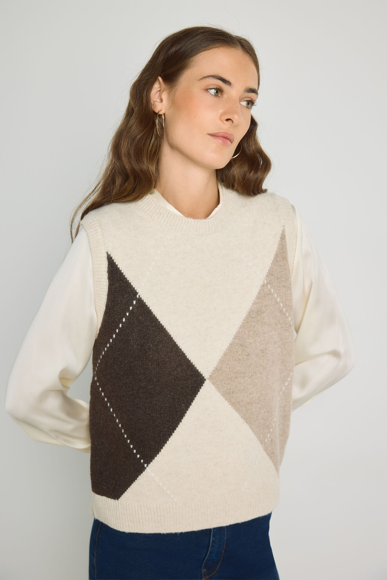 Milano Colete gola redonda com jacquard