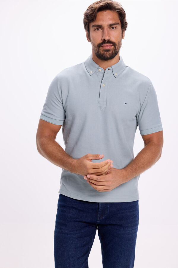 Milano Camisa polo Oxford com botões Azul