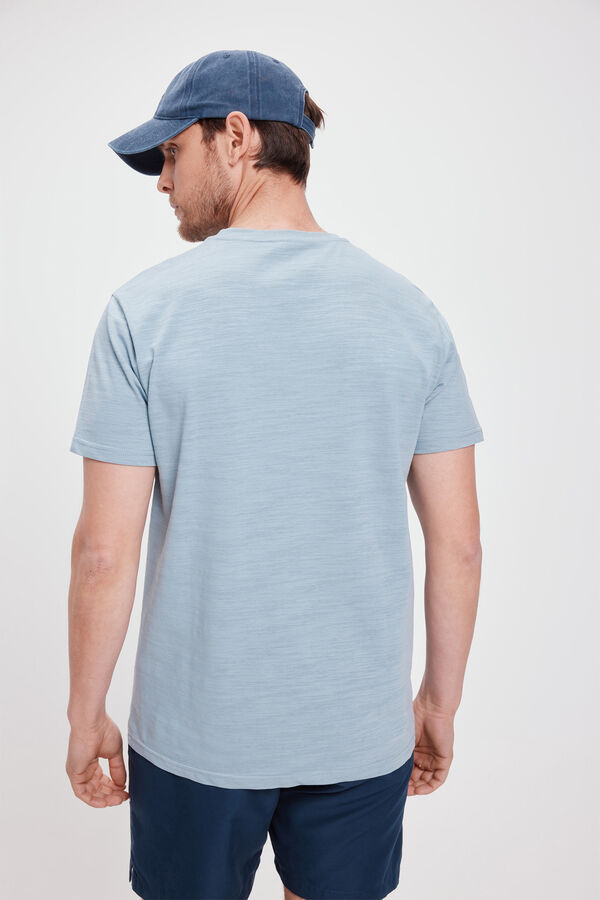 Milano Camiseta b&aacute;sica com bolso Azul claro
