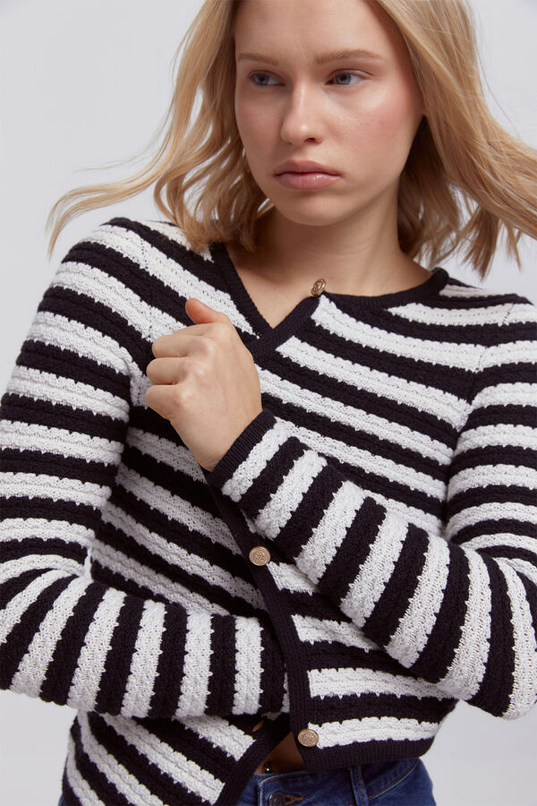 Milano Casaco de malha &agrave;s riscas bicolor de algod&atilde;o Multicolor