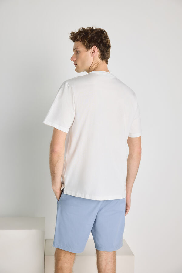 Pedro del Hierro Camiseta b&aacute;sica con logo bordado Blanco