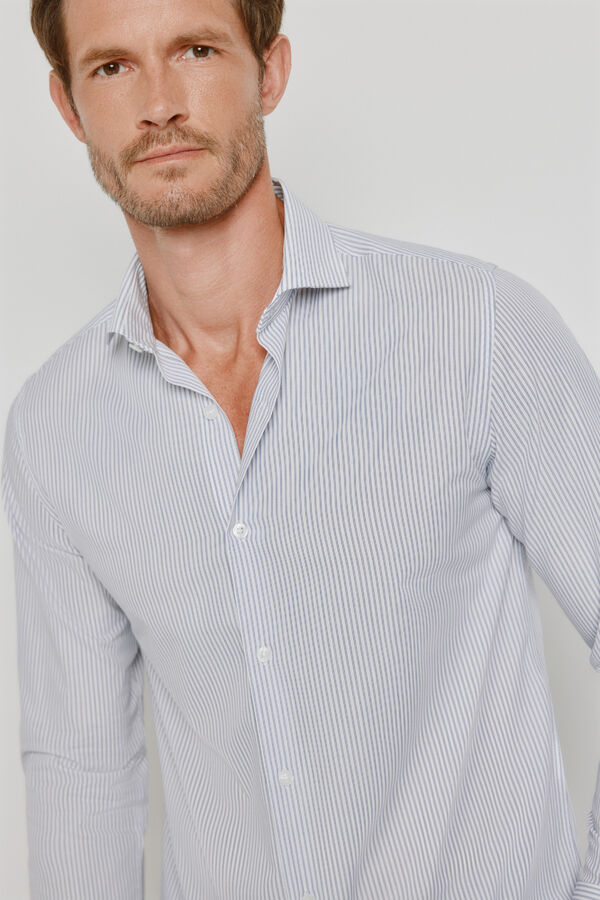 Milano Camisa rayas manga larga Azul