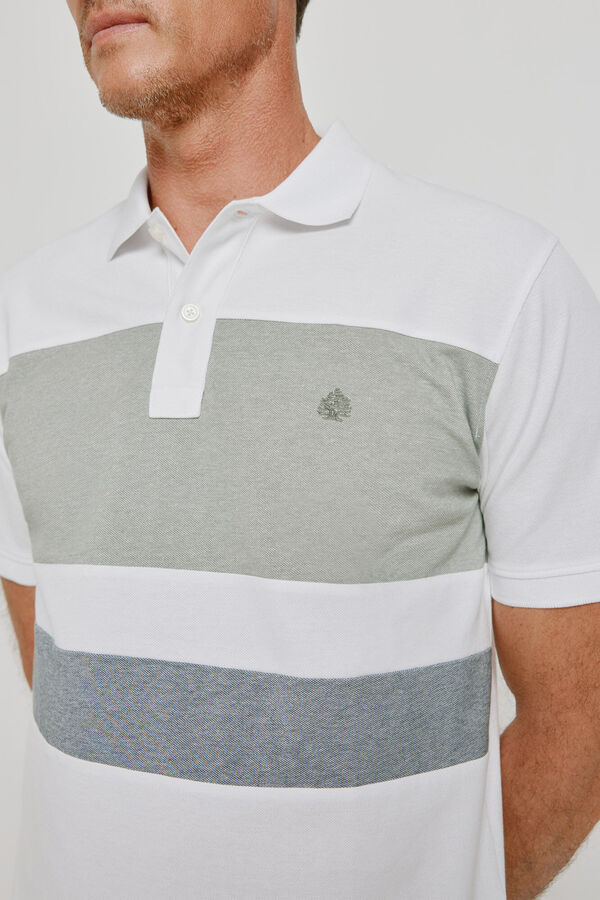 Springfield Polo de riscas de manga curta Branco