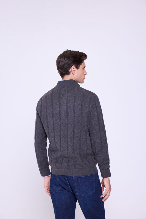 Milano Cárdigan Algodón Cremallera Gris Oscuro