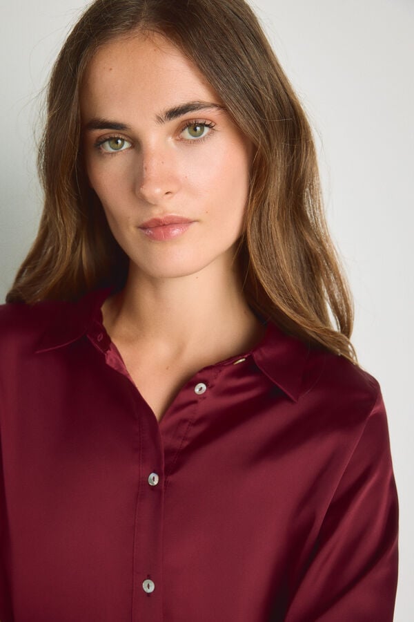Milano Camisa acetinada Bordeaux