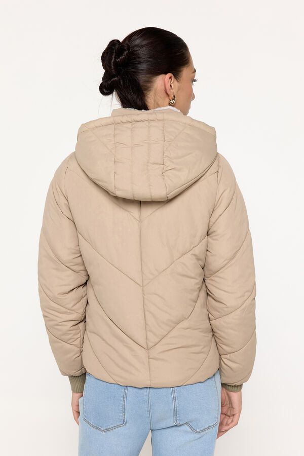 Milano Sobretudo curto acolchoado com capuz Marfim