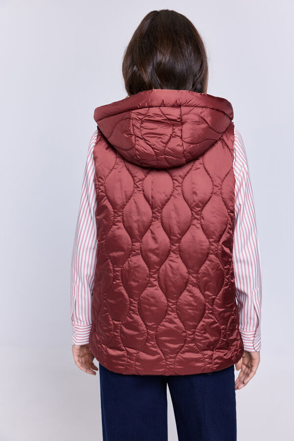 Milano Colete acolchoado com capuz Vinho