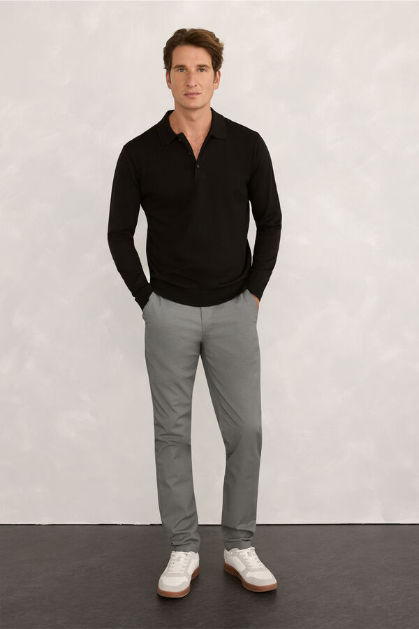 Milano Jersey Polo Botones Negro