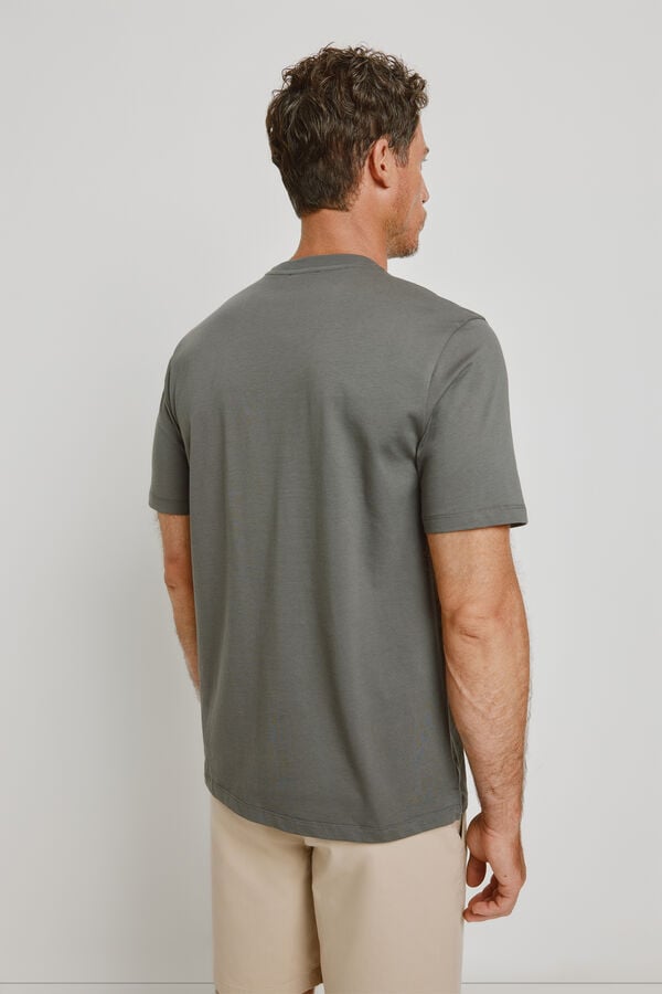 Pedro del Hierro T-shirt b&aacute;sica com logo bordado Cinza medio
