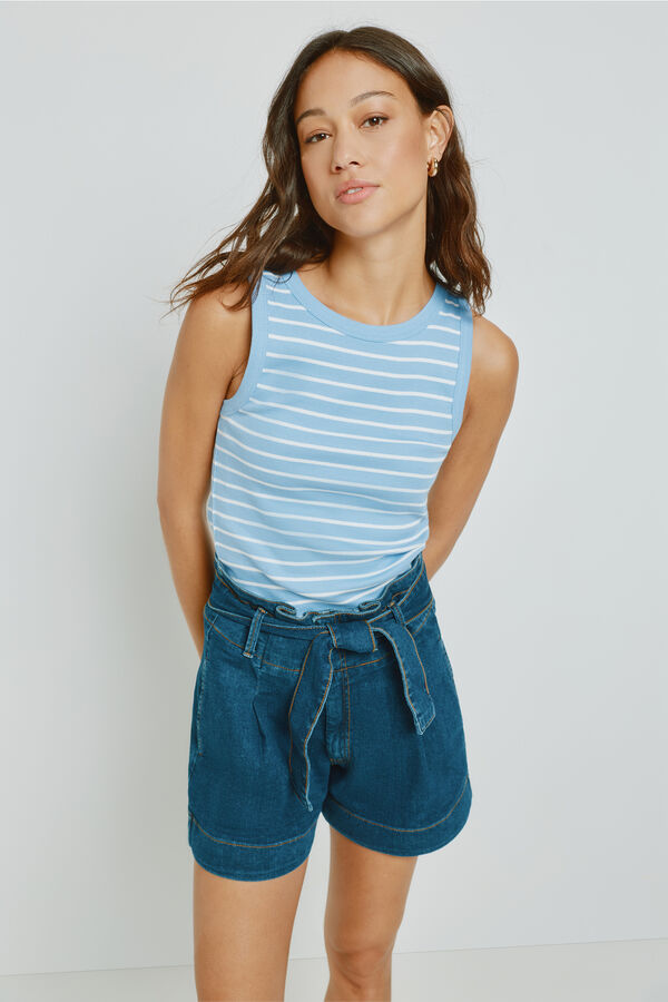 Milano Top nadador de rayas Azul