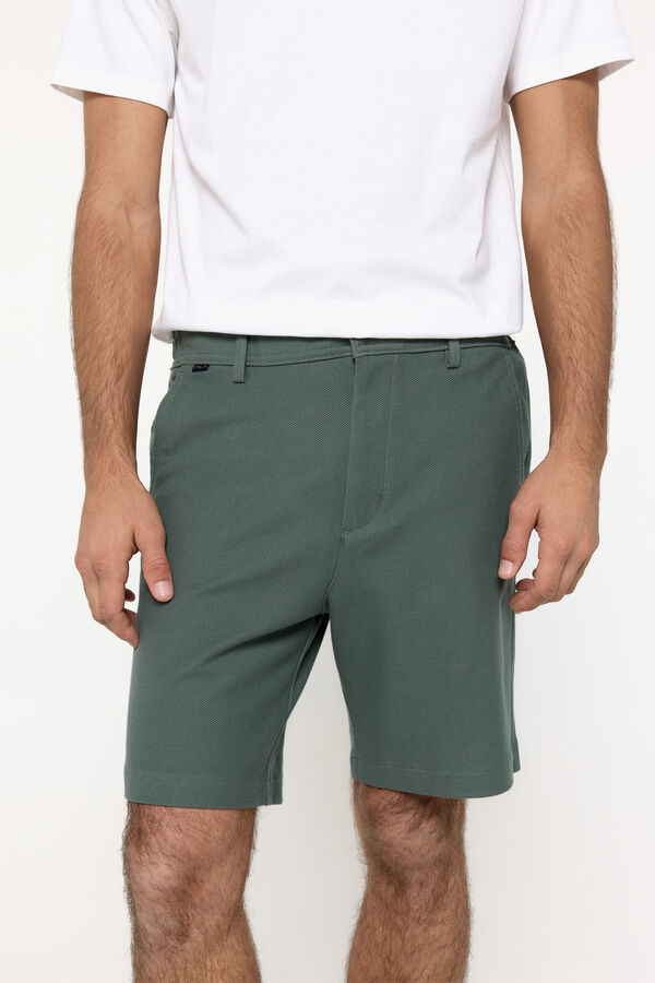 Milano Bermuda Aspeto Linho. Verde