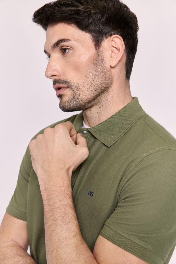 Milano Polo básico manga curta Cáqui escuro