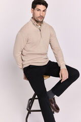 Milano Jersey semicisne cremallera Beige