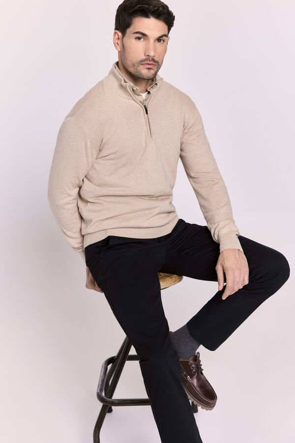 Milano Jersey semicisne cremallera Beige