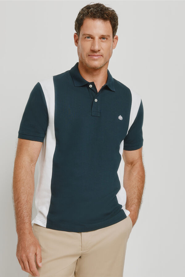 Springfield Polo de riscas de manga curta Azul