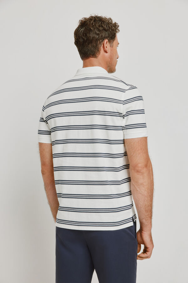 Pedro del Hierro Polo de riscas de manga curta Branco