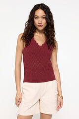 Fifty Outlet Top de tirantes tricot ensopado Vermelho