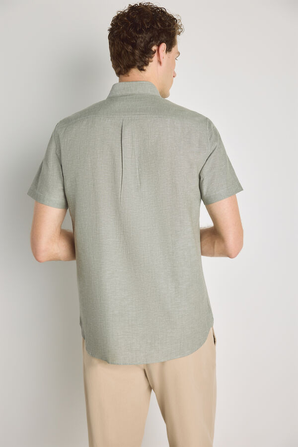Pedro del Hierro Camisa lisa de manga curta C&aacute;qui m&eacute;dio