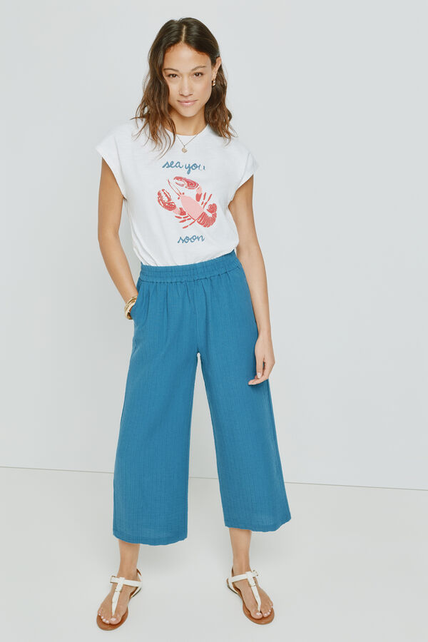 Milano Cal&ccedil;a lisa com cintura el&aacute;stica Azul