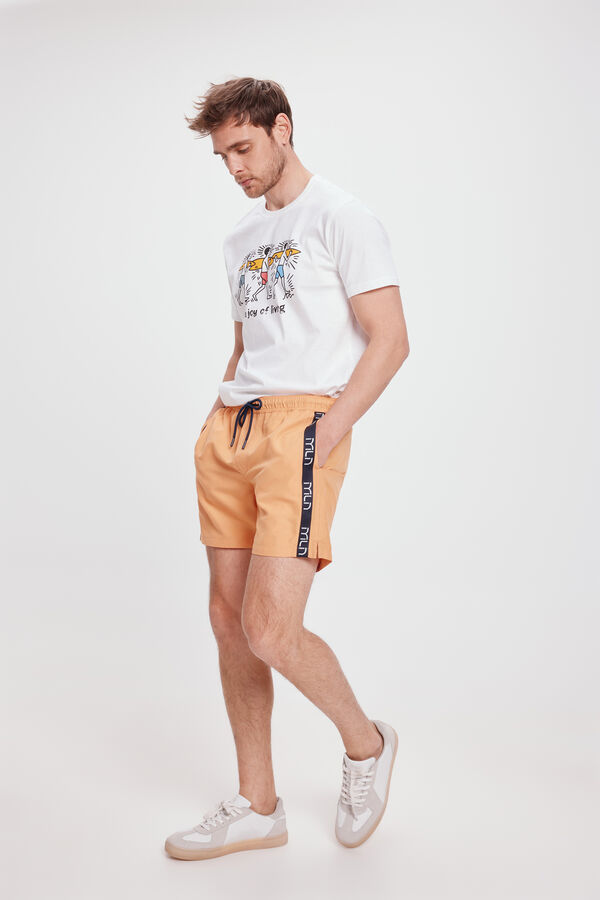 Milano Maiô liso com fita Milano lateral Laranja