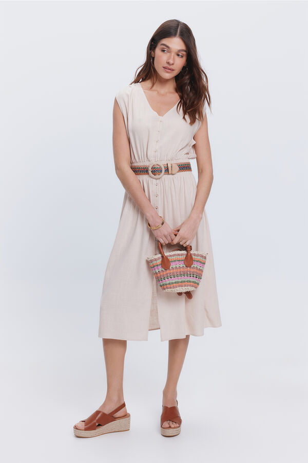 Milano Vestido midi lino Beige