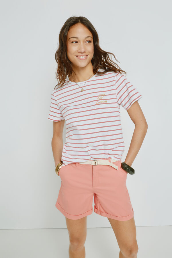 Milano Camiseta rayas manga corta Rosa