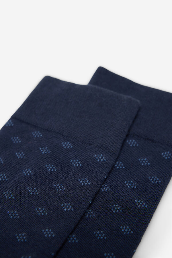 Milano Calcetines media ca&ntilde;a microprint Navy
