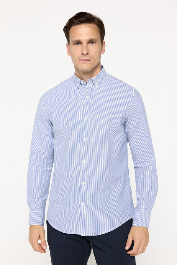 Fifty Outlet Camisa pinpoint riscas Estampado azul