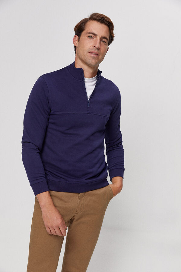 Fifty Outlet Sweatshirt de felpa confecionada em qualidade de algodão Marinho