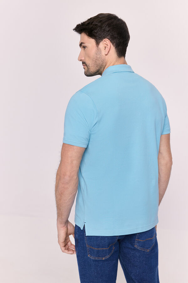 Pedro del Hierro Polo b&aacute;sico manga curta Azul turquesa