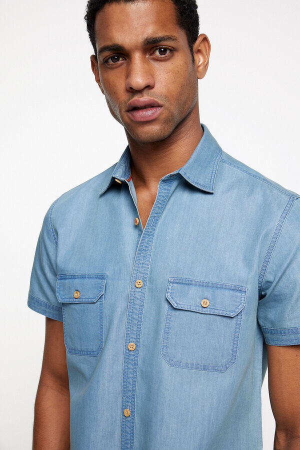 milano Camisa Denim Lisa Azul