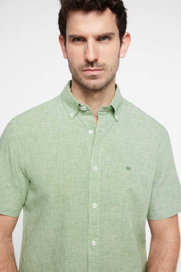 Fifty Outlet Camisa malha slub PdH riscas Estampado verde