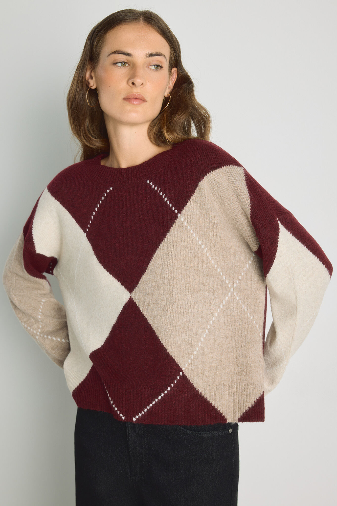 Milano Camisola gola redonda com jacquard
