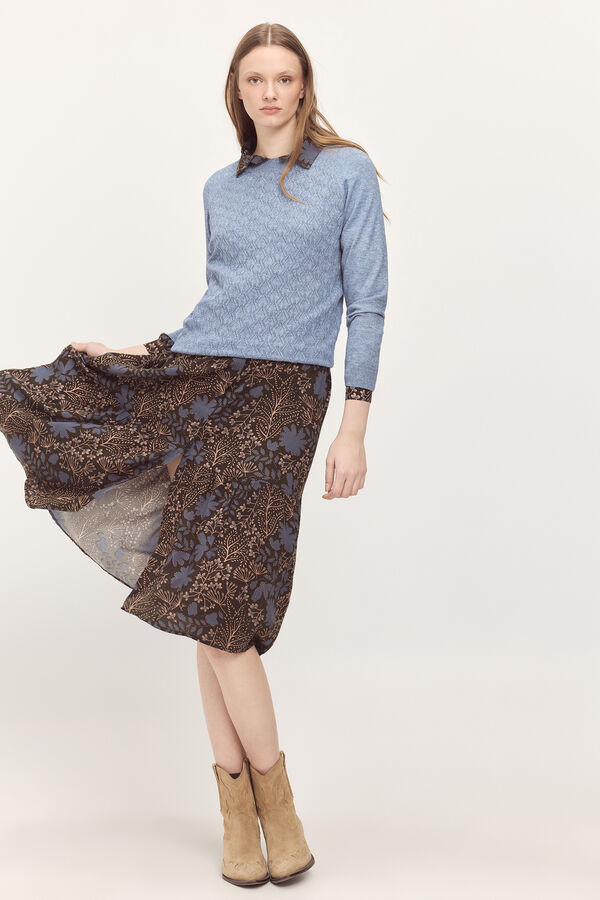 Milano Jersey viscosa con estructura en frontal Azul