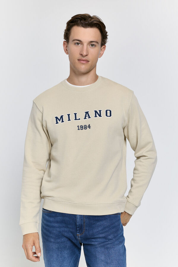 Milano Sweatshirt com capuz e gola redonda regular Bege