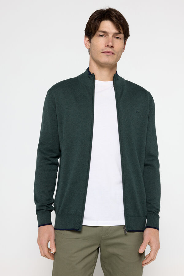 Milano Cardigan de algod&atilde;o com z&iacute;per Verde