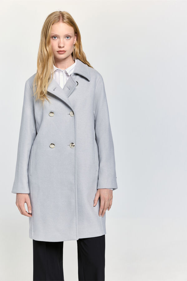 Milano Abrigo de paño gris botones dorados Gris