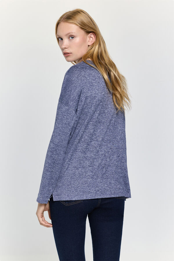 Milano T-shirt de manga manga com gola redonda e toque suave Marinho