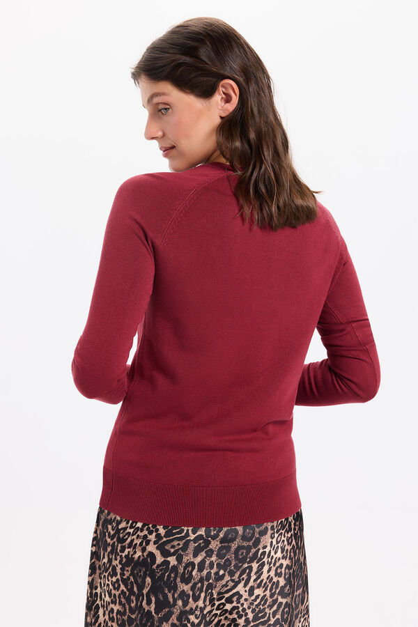 Milano Camisola básico de liso malha Bordeaux
