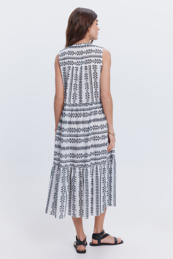 Milano Vestido longo midi &eacute;tnico Branco