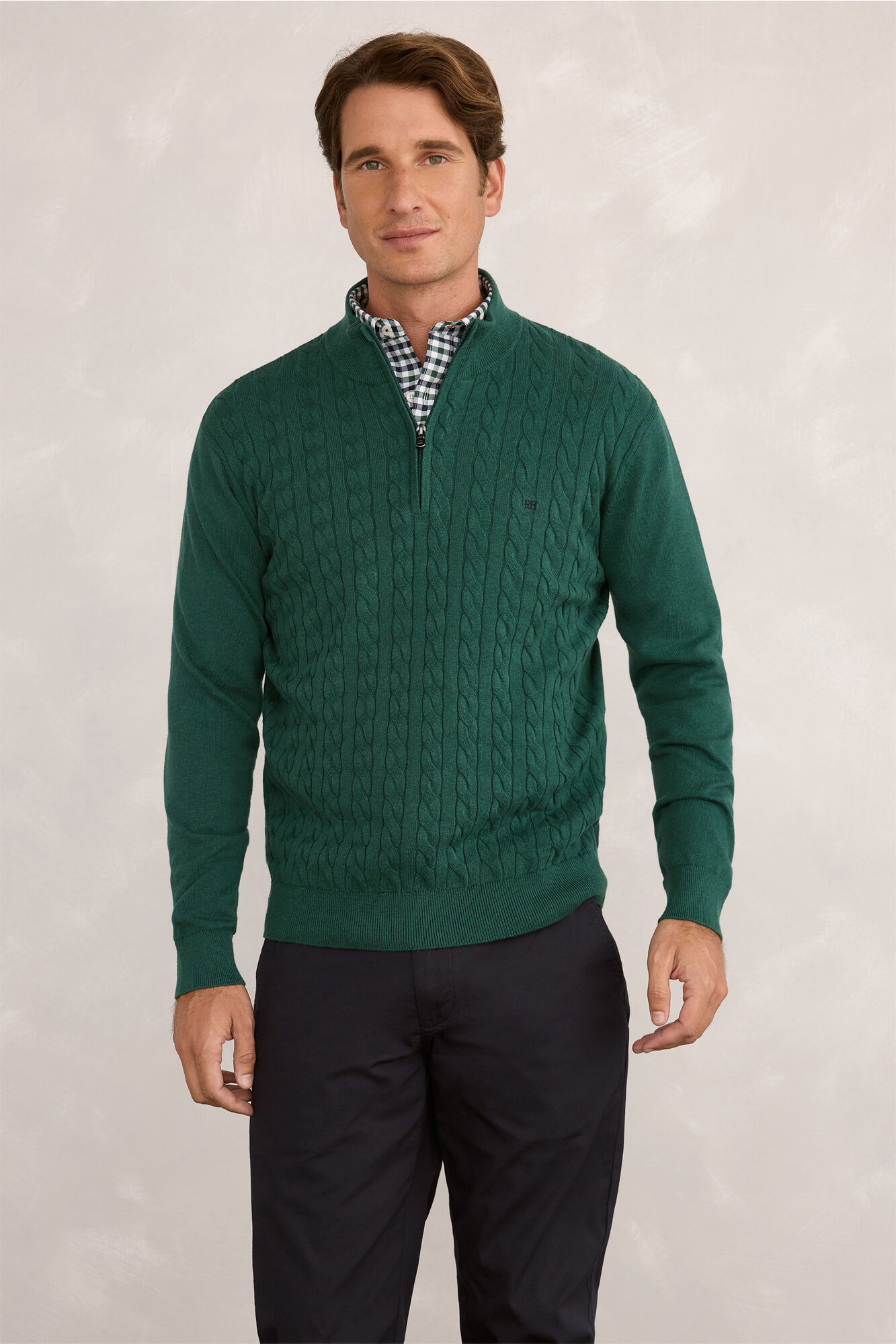 Pedro del Hierro Cardigan com logo e meio z&iacute;per