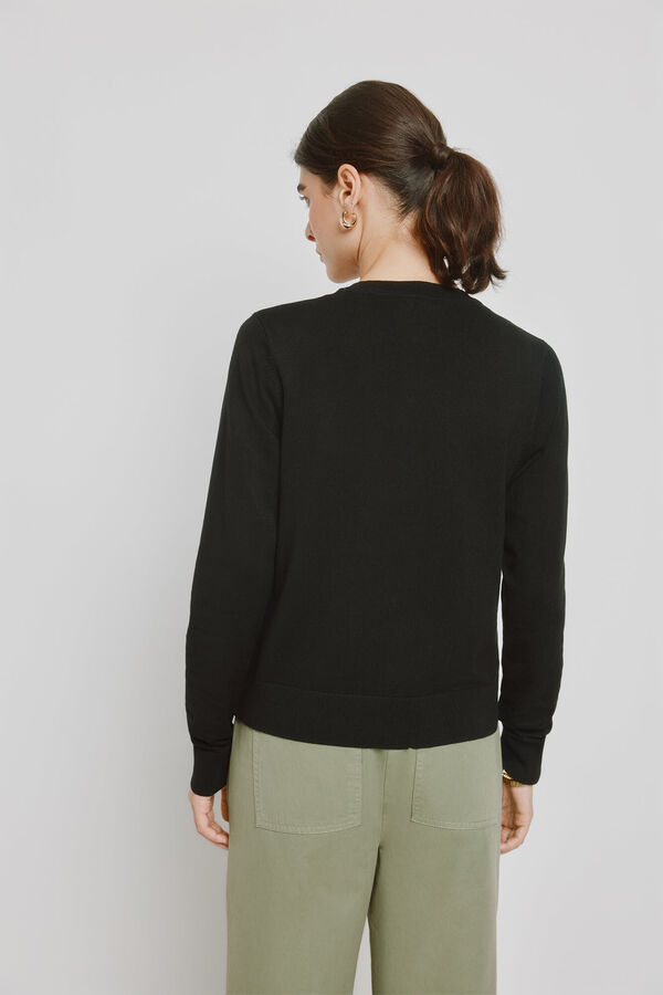 Milano Cardigan fino bot&otilde;es dourados Preto