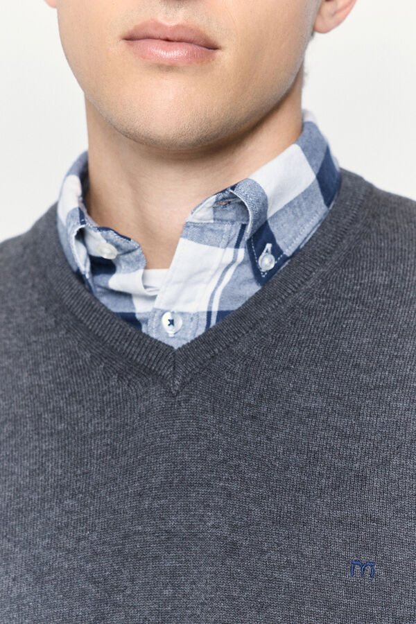 Milano Jersey básico cuello pico Gris Oscuro