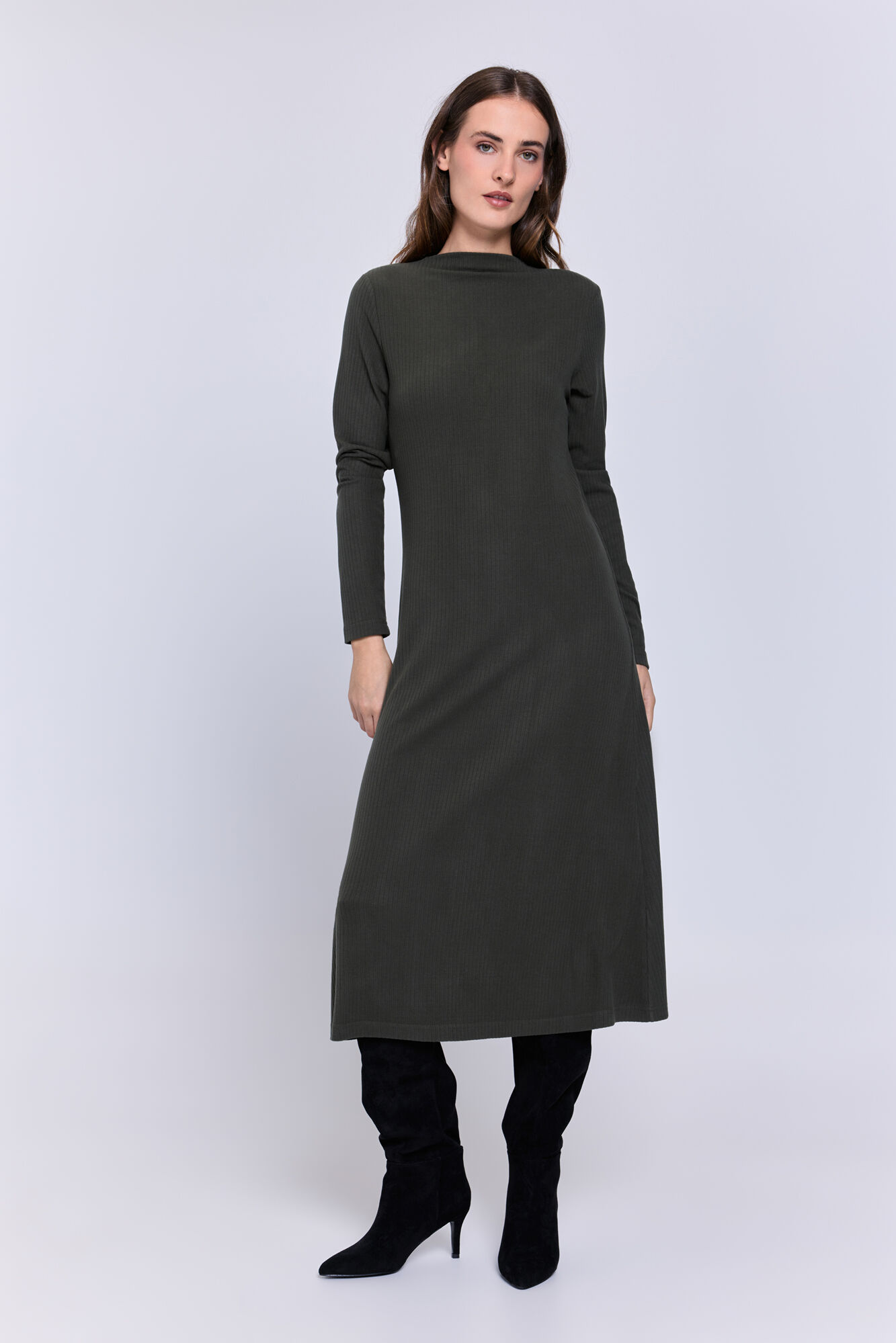 Milano Vestido midi com bainha semi-aberta