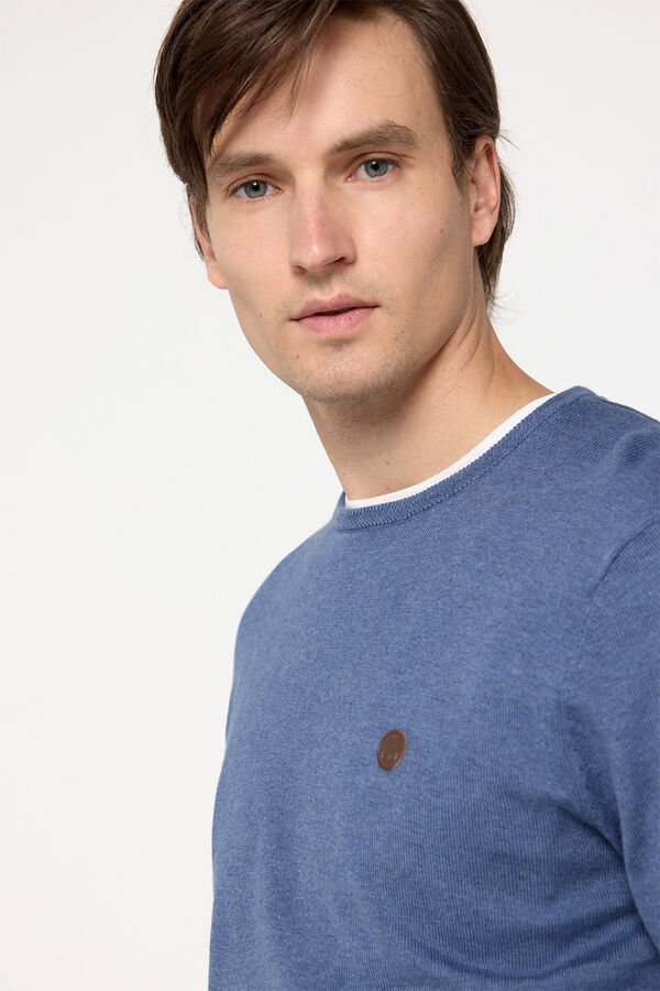 Milano Jersey cuello caja parche Azul