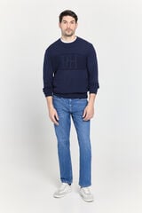 Pedro del Hierro Camisola com gola caixa e logo Marinho