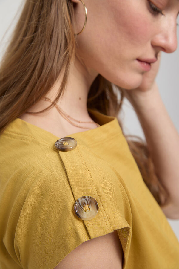 Milano T-shirt com bot&otilde;es nos ombros Camel