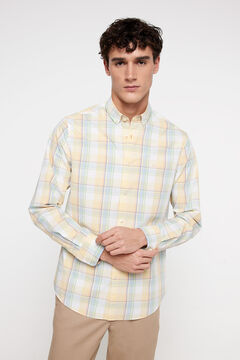 Fifty Outlet Camisa Chambray Cuadros Amarillo